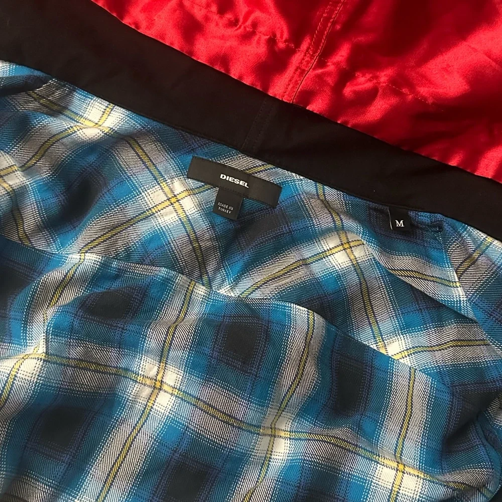 mens DIESEL plaid hooded button-up flannel shirt - Picture 8 of 8